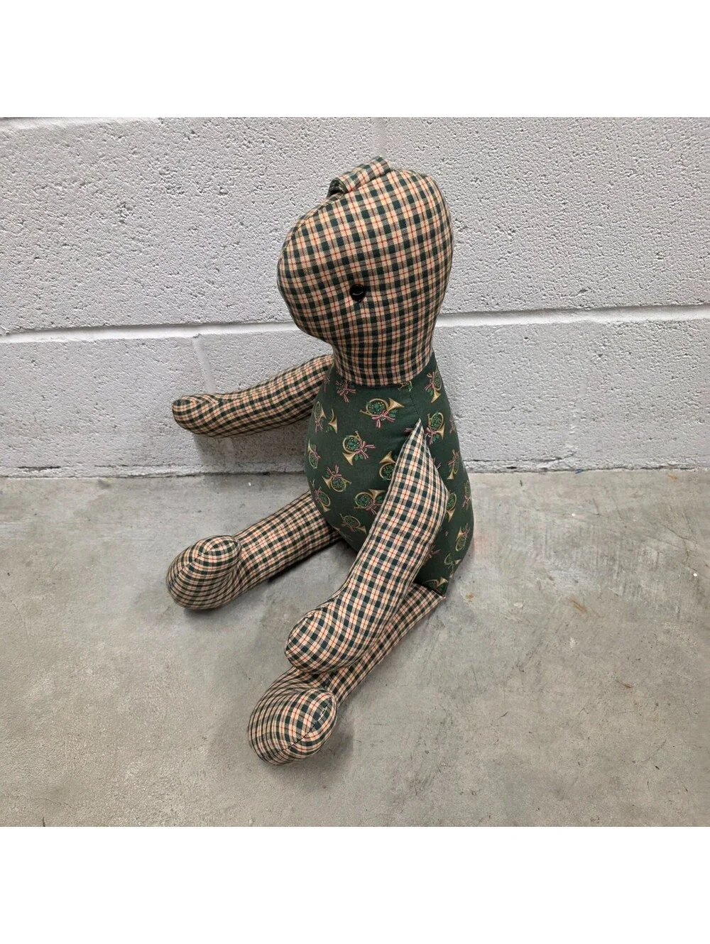 Colonial craft handmade memory or primitive-style teddy bear Christmas